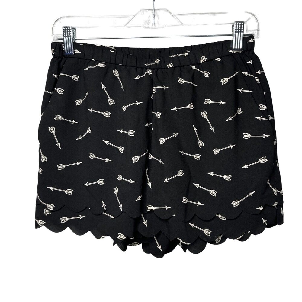 Anthropologie Eloise Shorts Womens Small Black White Arrow Print Fun Novelty‎